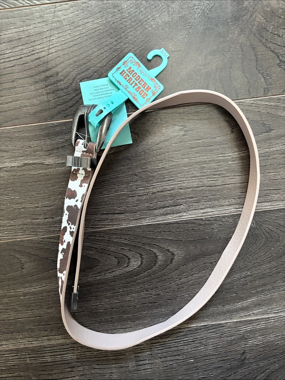 Brown & White Cow Print Belt